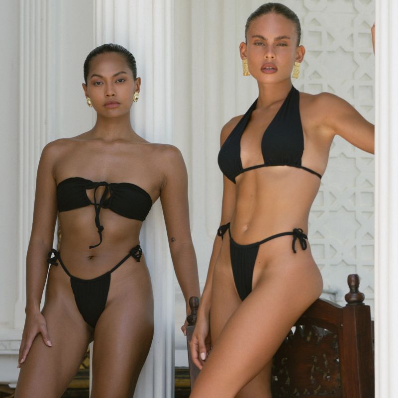 Calliope Tie String Bikini Bottoms - Black image