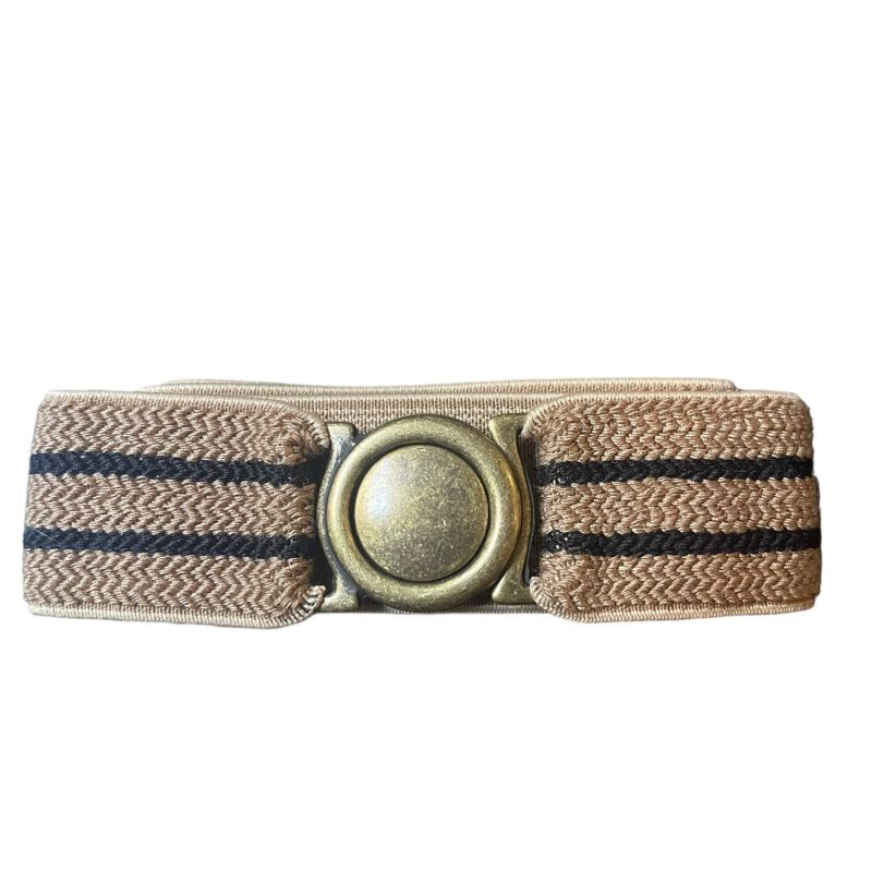 Camel With Black Stripes Elastic Belt image