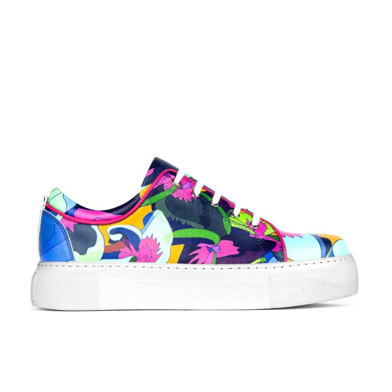 Camila - Blue & Pink Jungle - Womens Designer Sneakers image