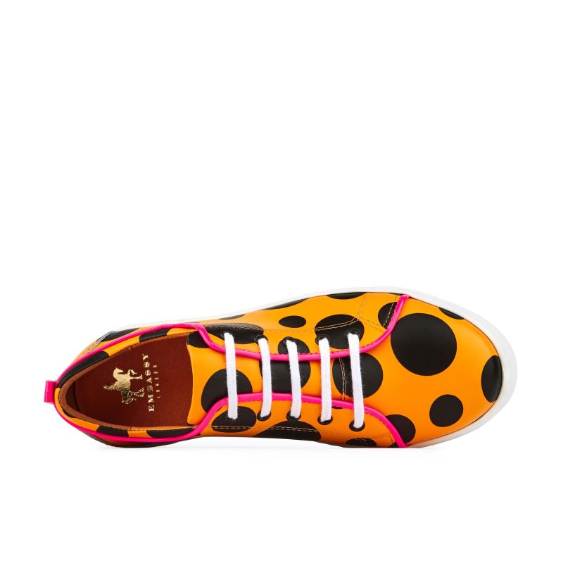 Camila - Orange & Black Polka Dot - Womens Designer Sneakers image