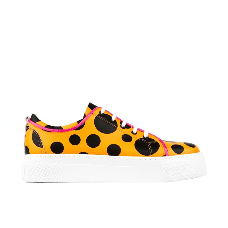 Camila - Orange & Black Polka Dot - Womens Designer Sneakers image