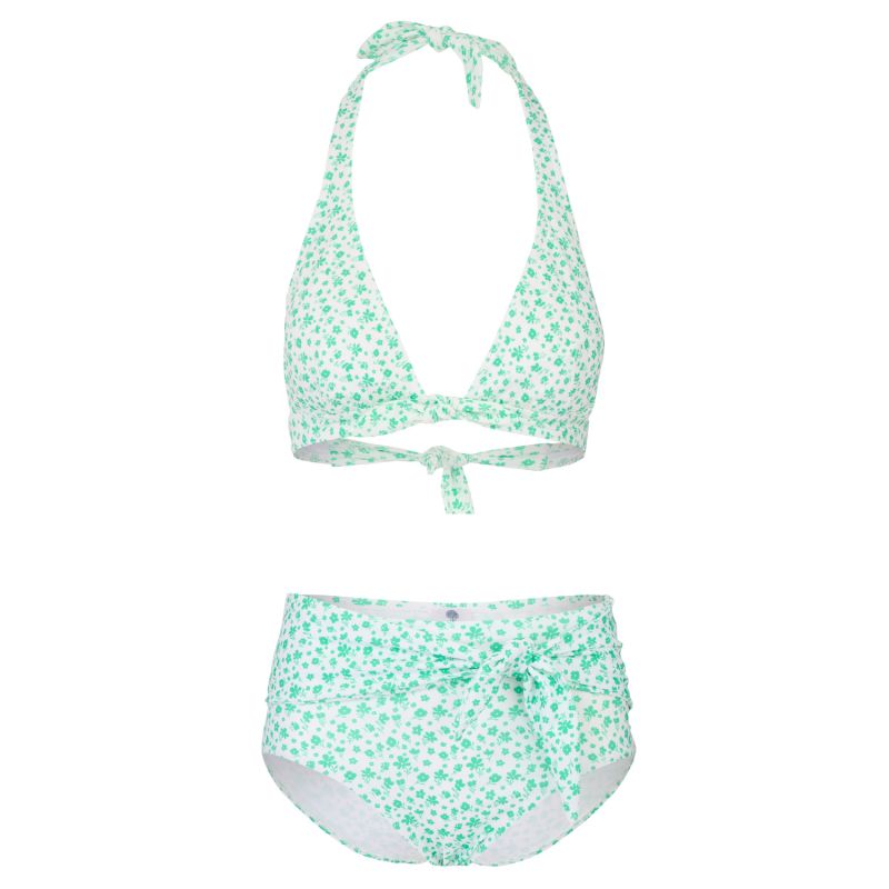 Camilla Floral High Wasited Bikini Bottoms   Apple Green/White image