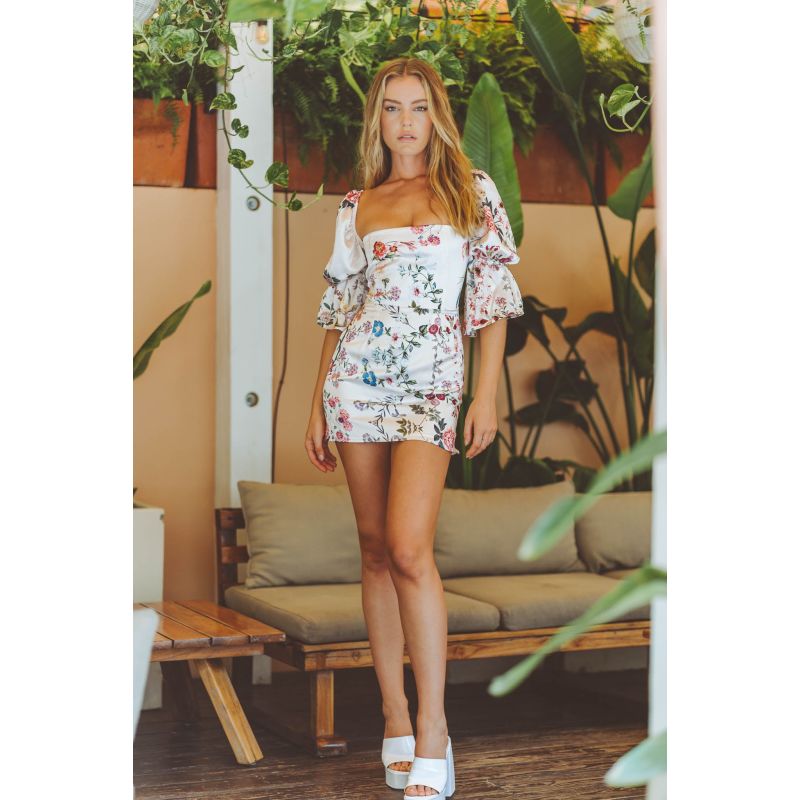 Camille White Floral Mini Dress image