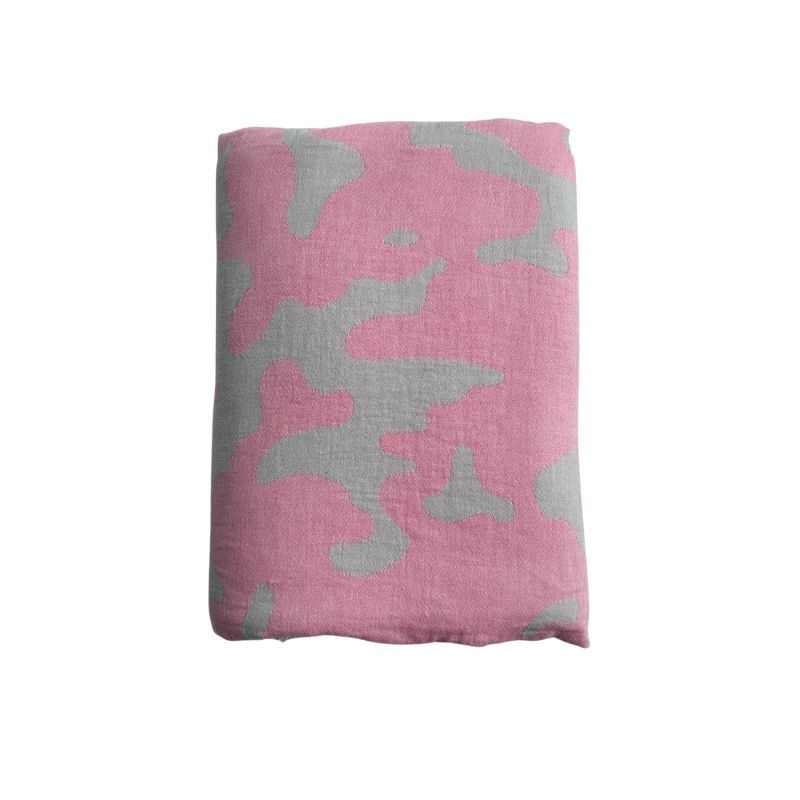 Camo Fleece Lined Throw - Bubblegum / Grey image