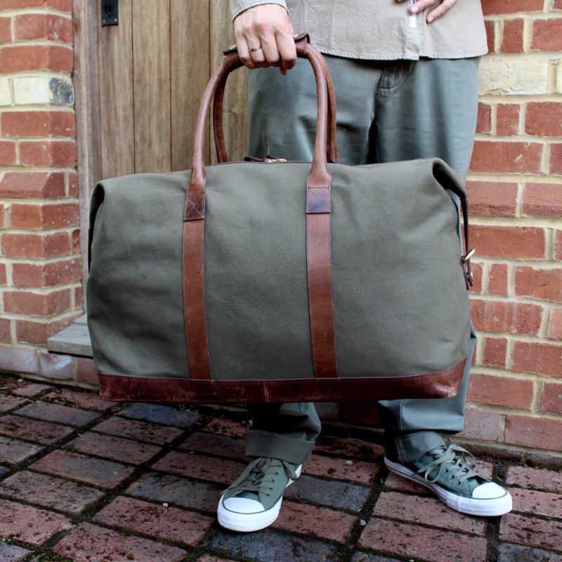 Canvas Weekend Holdall With Leather Trim image