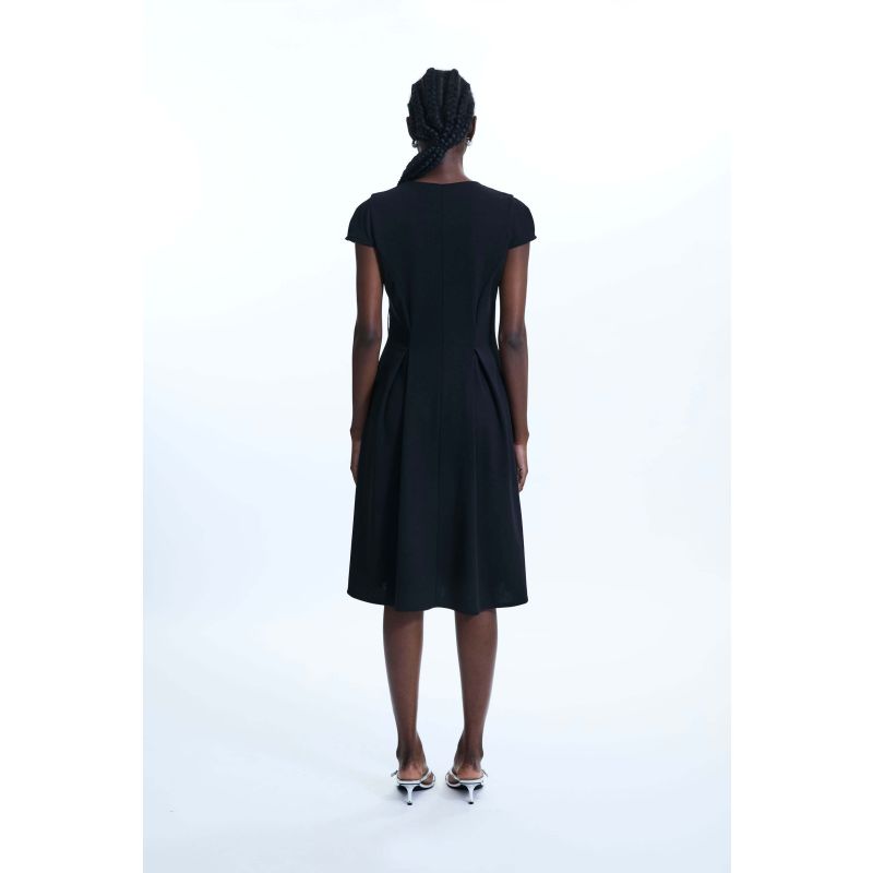 Cap Sleeve Button Midi Dress Black image