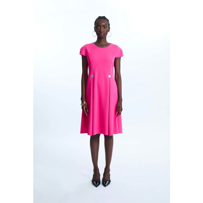 Cap Sleeve Button Midi Dress Fuchsia image