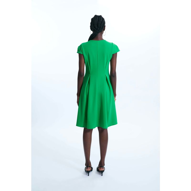 Cap Sleeve Button Midi Dress Green image