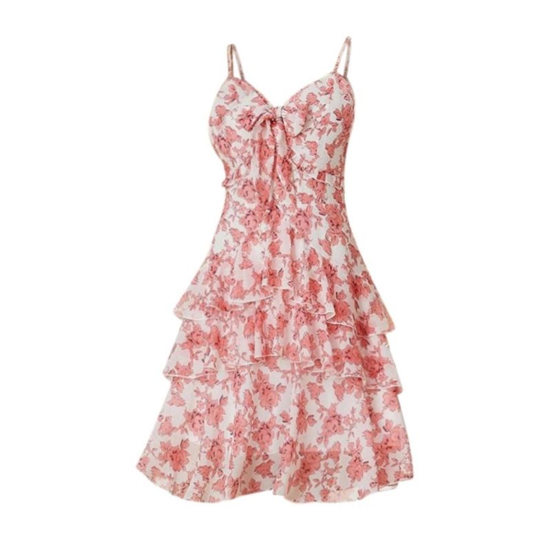 Capri Summer Floral Dress - Flamingo Pink image