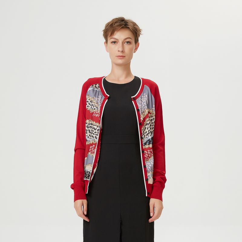 Cardigan Printed In Front -Red image