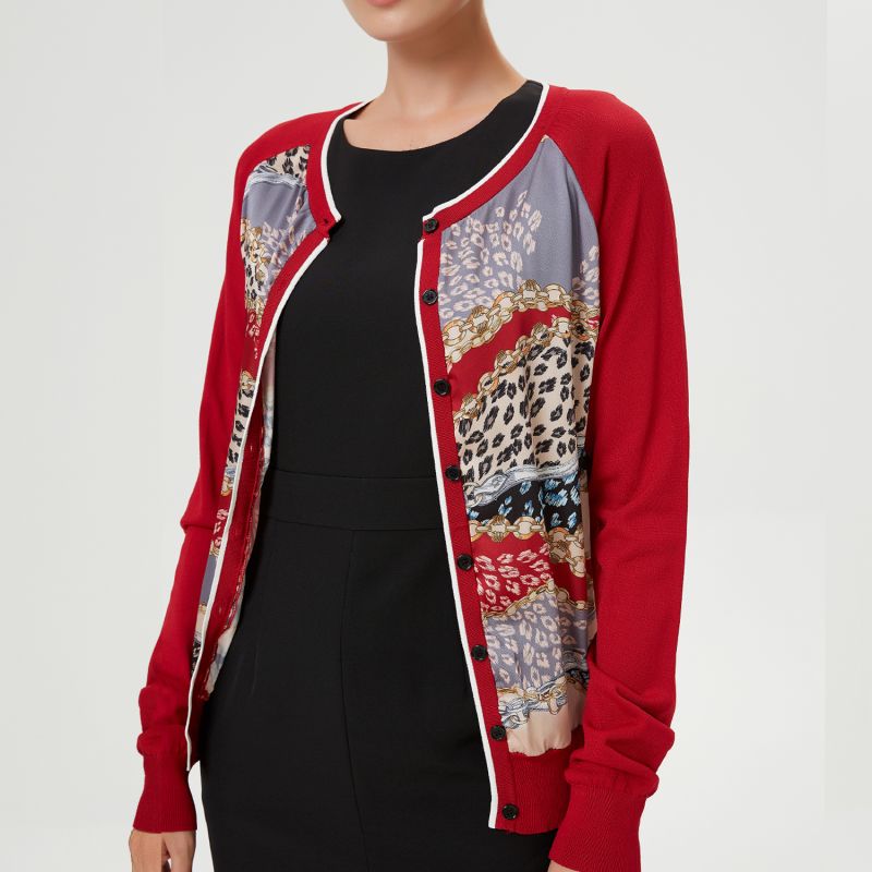 Cardigan Printed In Front -Red image