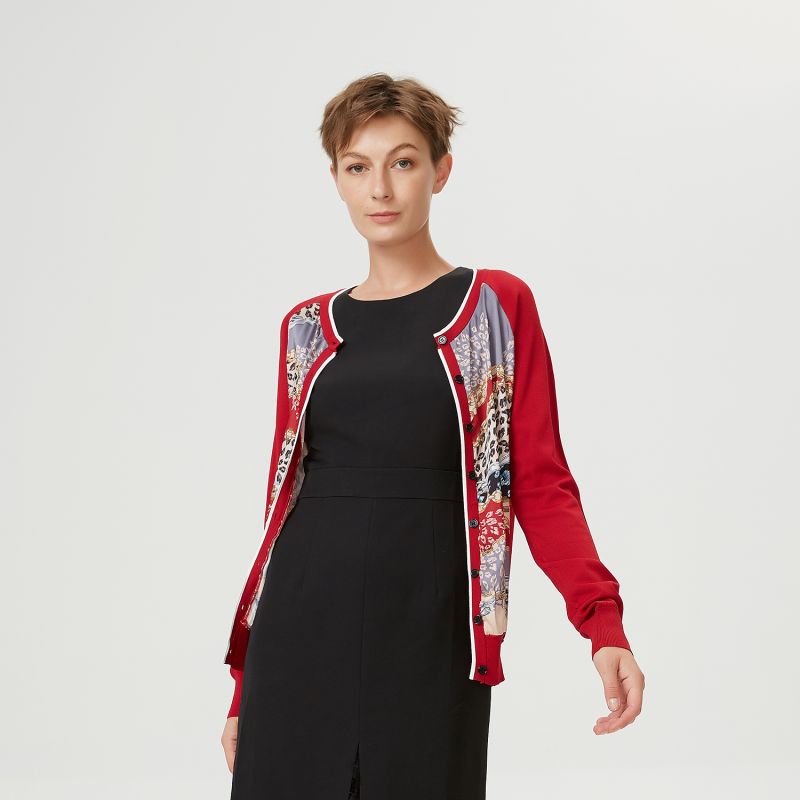 Cardigan Printed In Front -Red image