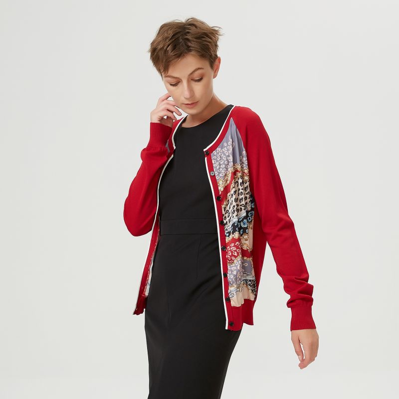 Cardigan Printed In Front -Red image