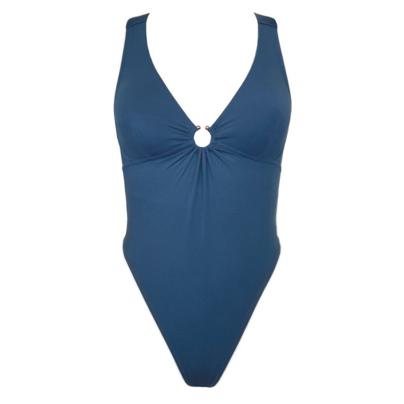 Caress X Back Bodysuit Dark Denim Blue | Monique Morin Lingerie | Wolf ...