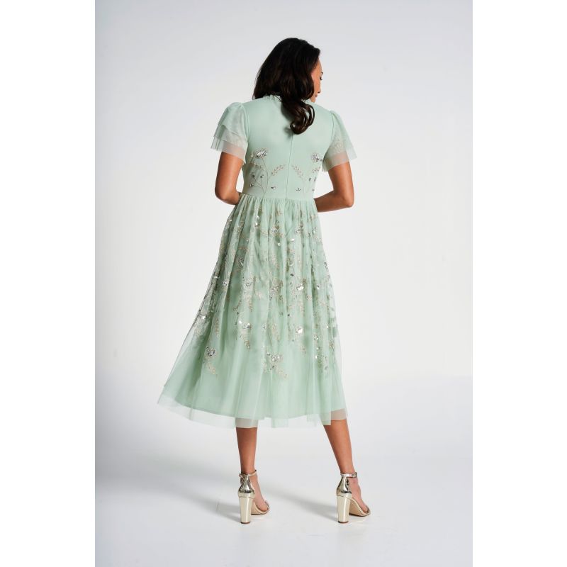 Carissa Floral Embellished Midi Dress - Green image