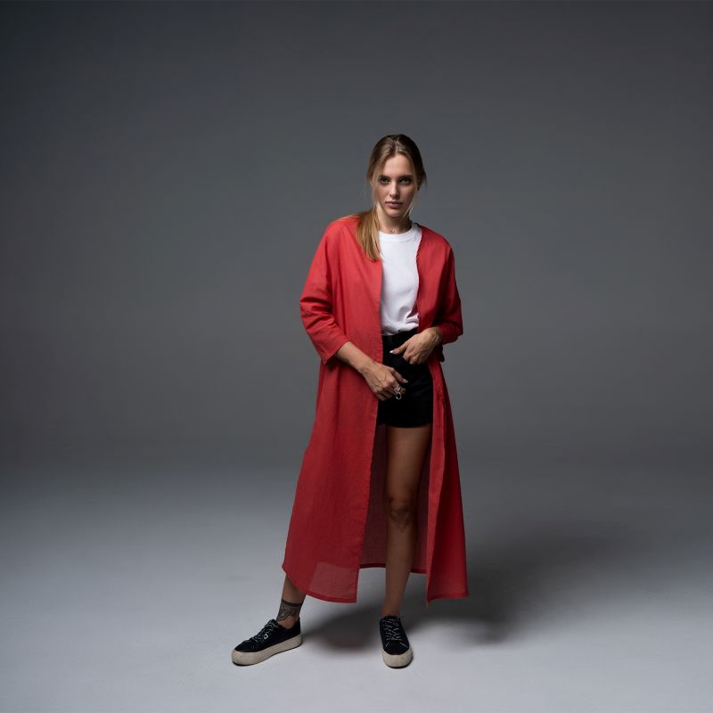 Carmine Red Plain Kimono image