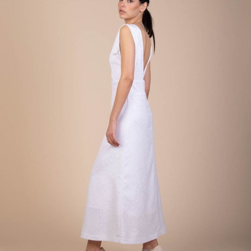 Caroline Floral Jacquard Maxi Dress In White image