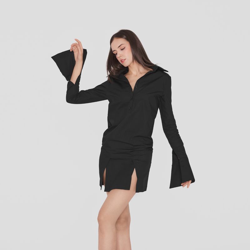 Cascada | Gots Organic Cotton Shirt Dress In Black image