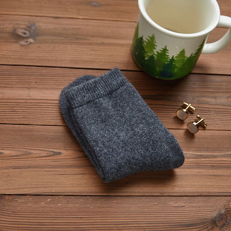 Cashmere Quarter-Length Socks Set Of Two - Meditating Lamb Collection In Earl Grey image