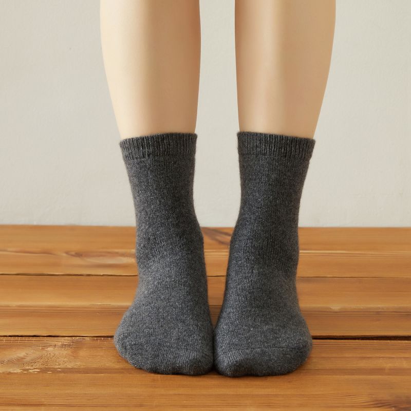 Cashmere Quarter-Length Socks Set Of Two - Meditating Lamb Collection In Earl Grey image