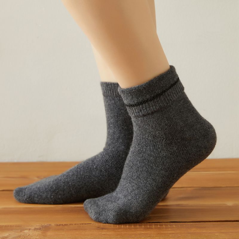 Cashmere Quarter-Length Socks Set Of Two - Meditating Lamb Collection In Earl Grey image