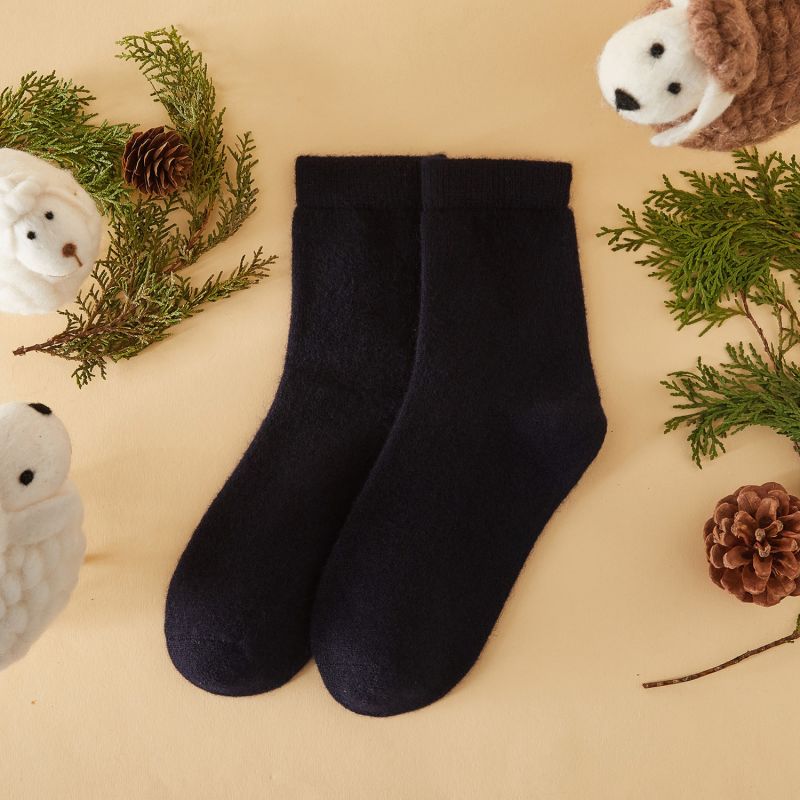 Cashmere Quarter-Length Socks Set Of Two - Meditating Lamb Collection In Midnight Blue image