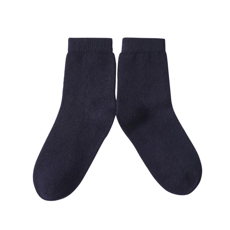 Cashmere Quarter-Length Socks Set Of Two - Meditating Lamb Collection In Midnight Blue image