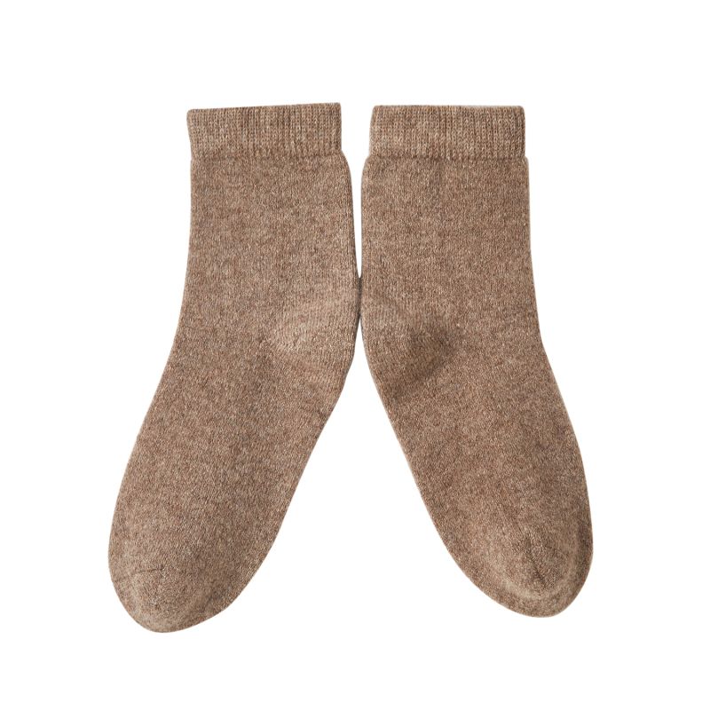 Cashmere Quarter-Length Socks Set Of Two - Meditating Lamb Collection In Peanut Butter image