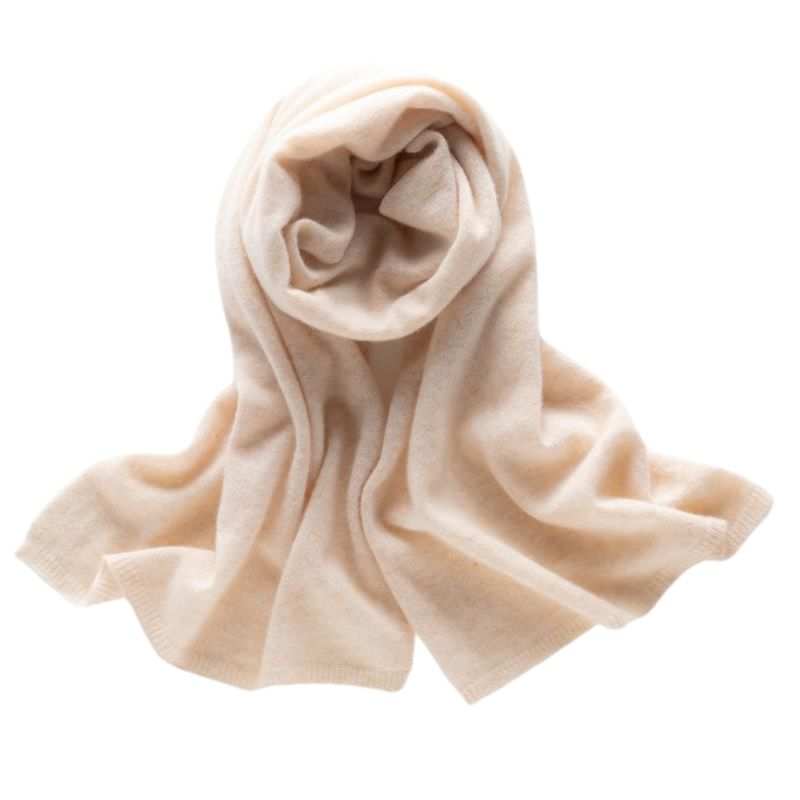 Cashmere Rib Trim Scarf - Cream image