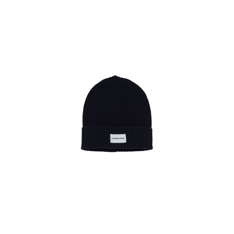 Cashmere Ribbed Beanie - Navy image