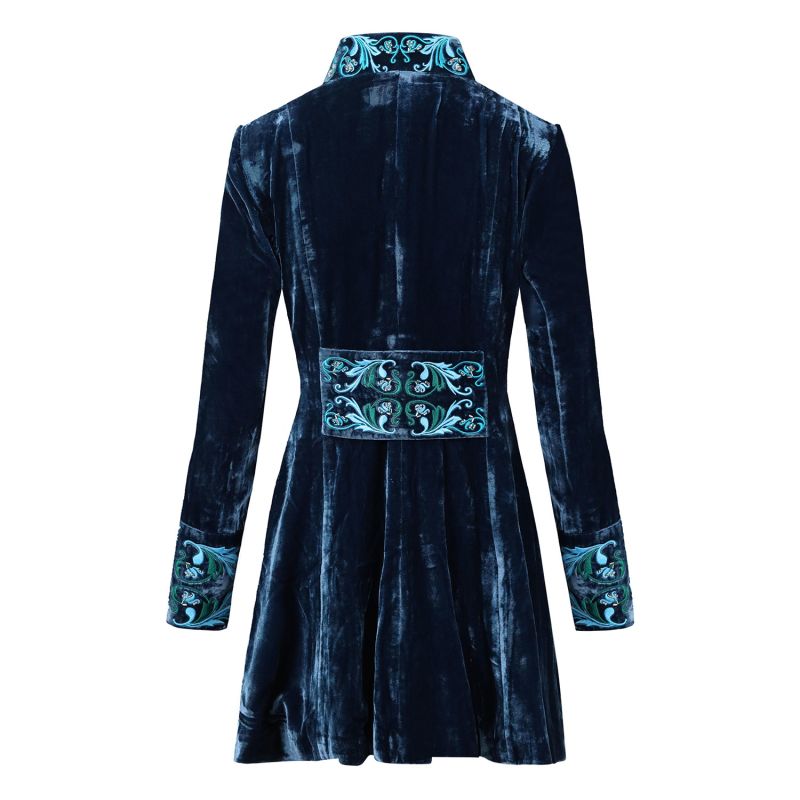 Women s Caspian Blue Velvet Swing Jacket Large Beatrice Von Tresckow