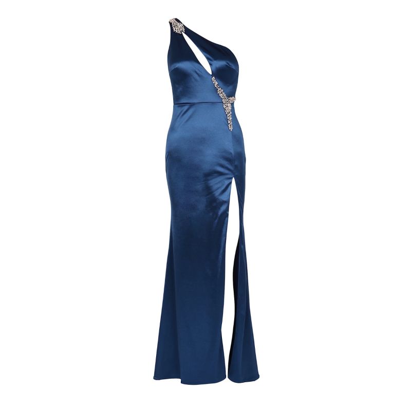 Cassidy Royal Satin Asymmetric Long Evening Gown image