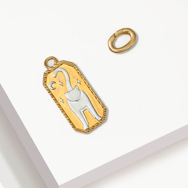 Meowdy Cat Mood Pendant in Gold and Silver image