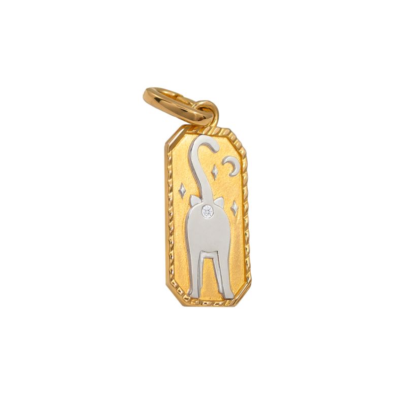 Meowdy Cat Mood Pendant in Gold and Silver image