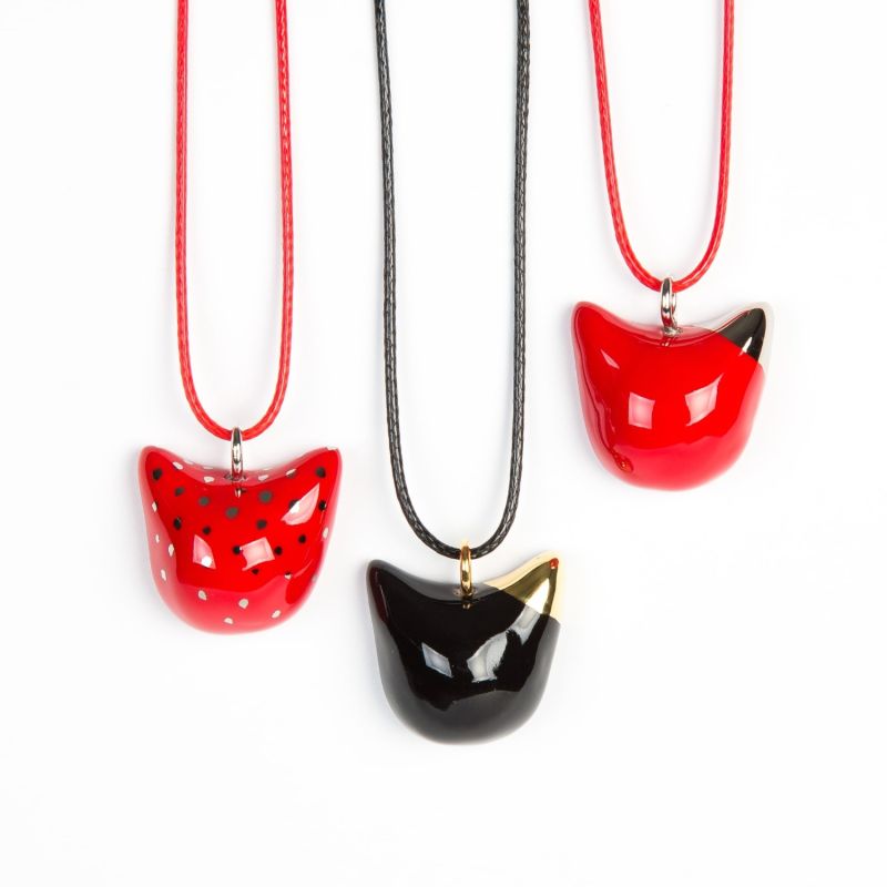 The Black Cat Necklace On The Cord CJ·314 Wolf & Badger