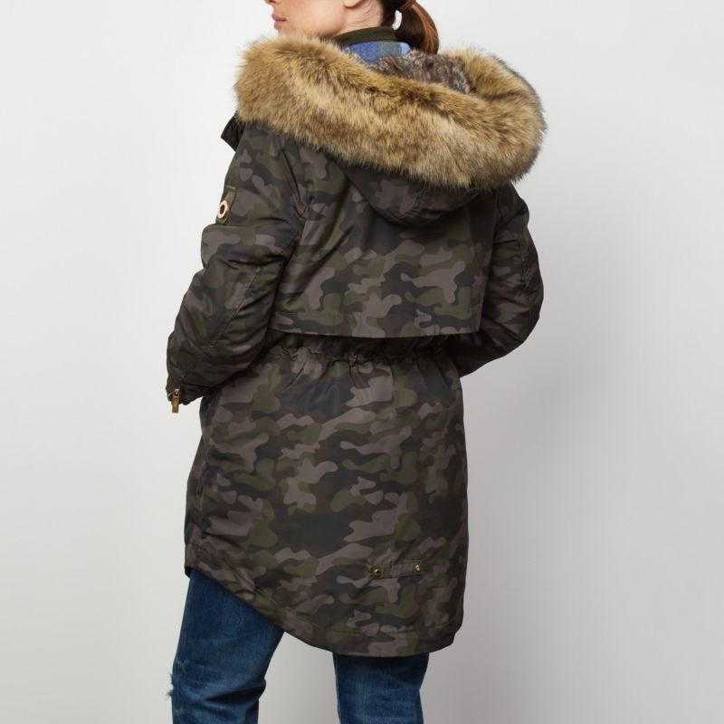 Faux fur camo parka discount