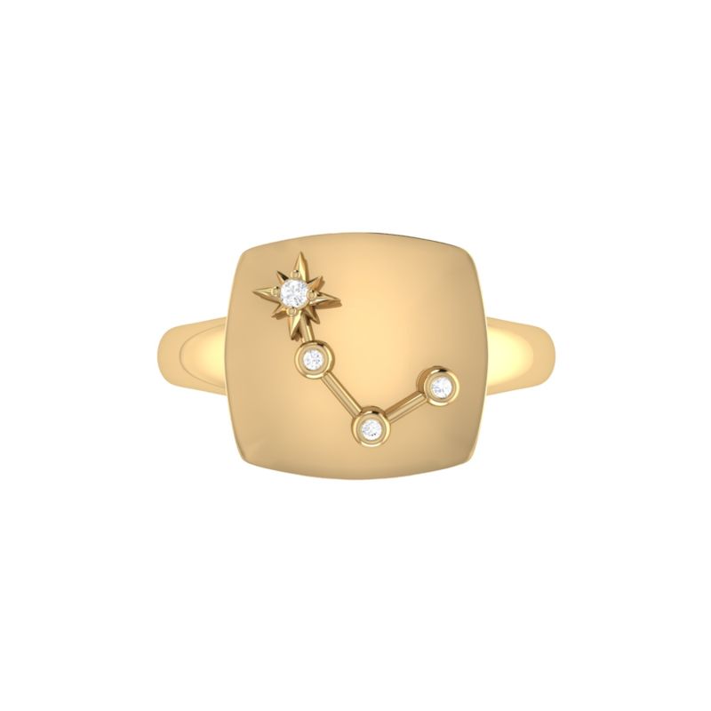 Aries Ram Constellation Signet Ring In 14 Kt Yellow Gold Vermeil image