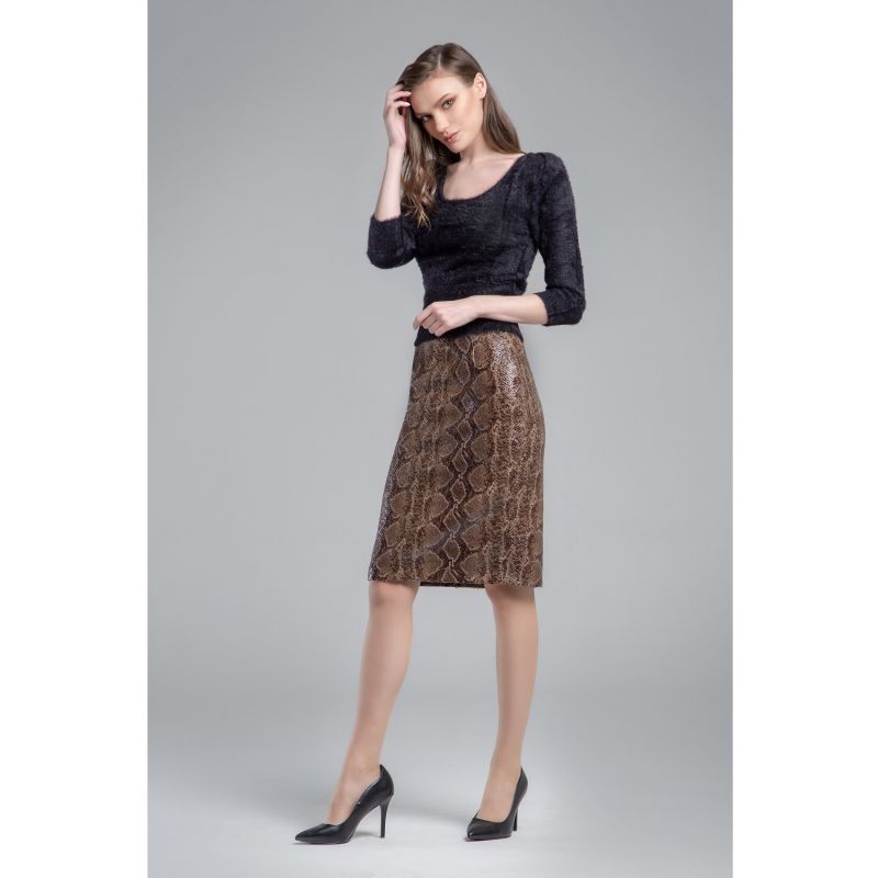 Sandy Snake Skin Faux Leather Pencil Skirt Rumour London Wolf