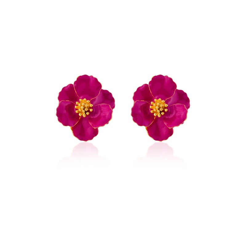 Raspberry Pink Petite Flower Earrings image