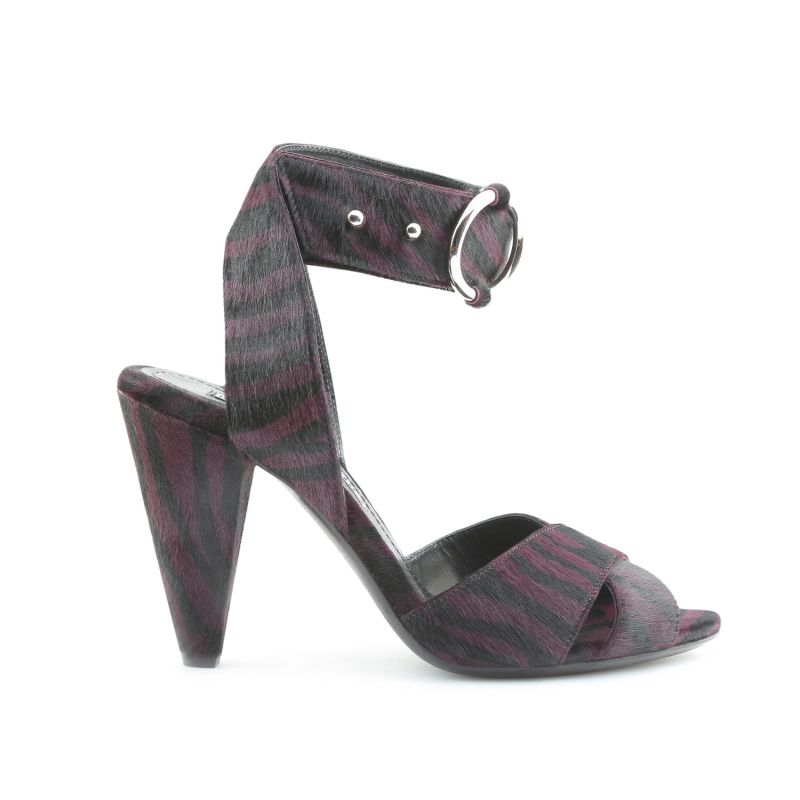 Montana Black & Plum Zebra Print Sandals image