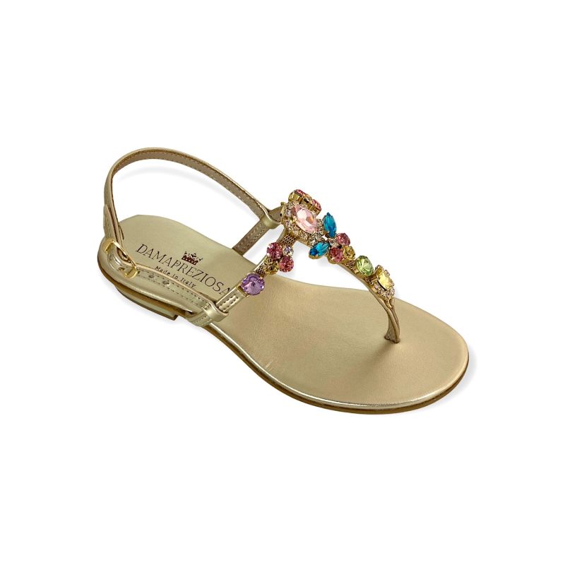 Lucrezia Flat Sandal With Multicolor Crystals image