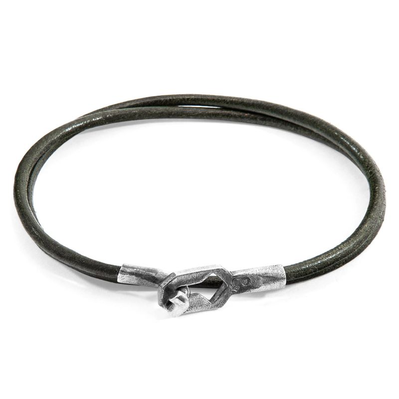 Racing Green Tenby Silver & Round Leather Bracelet image