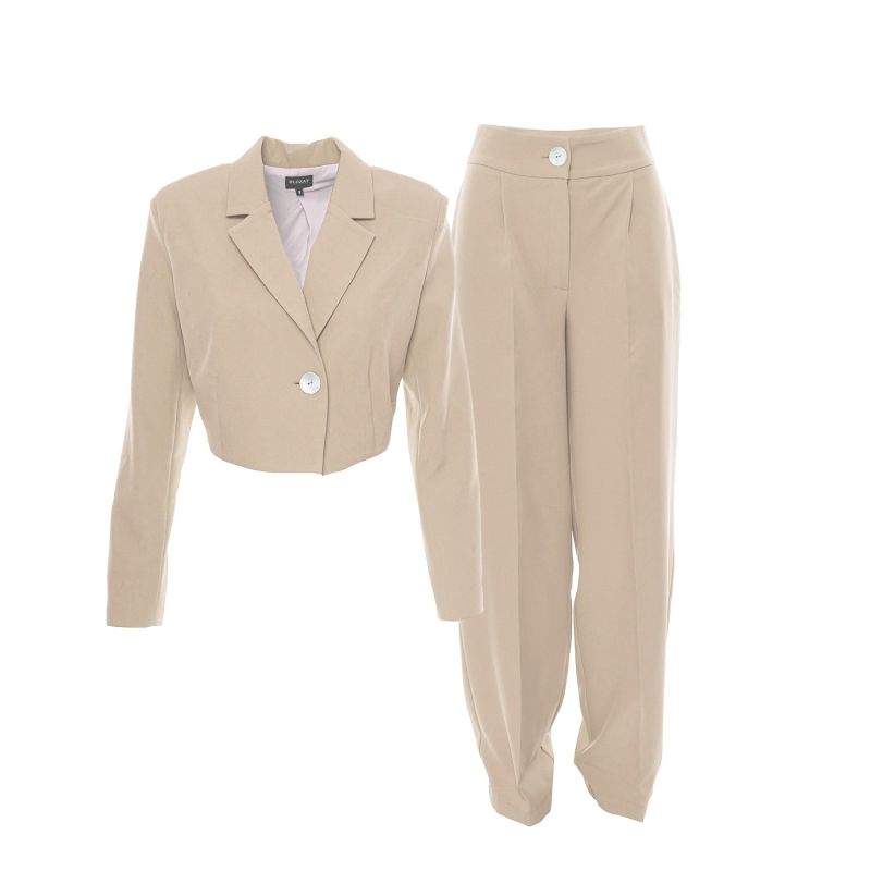 Nude Suit With Cropped Blazer image