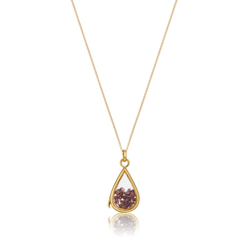 Gold Glass Garnet Teardrop Locket image