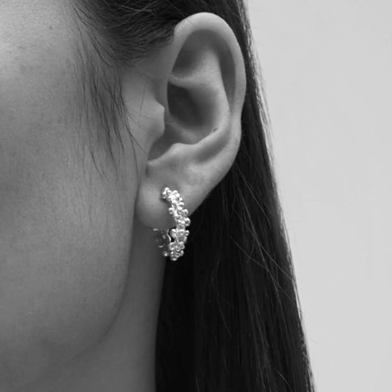 CéLeste Deux Small Hoop Earrings Silver image