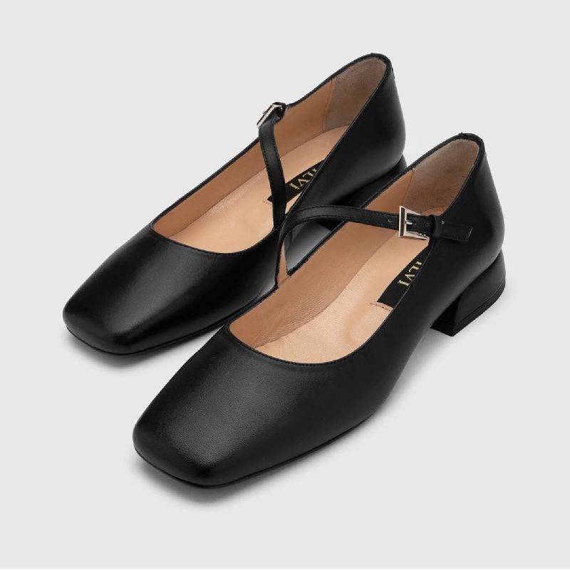 Ceiba Black Leather Women's Ballerina image