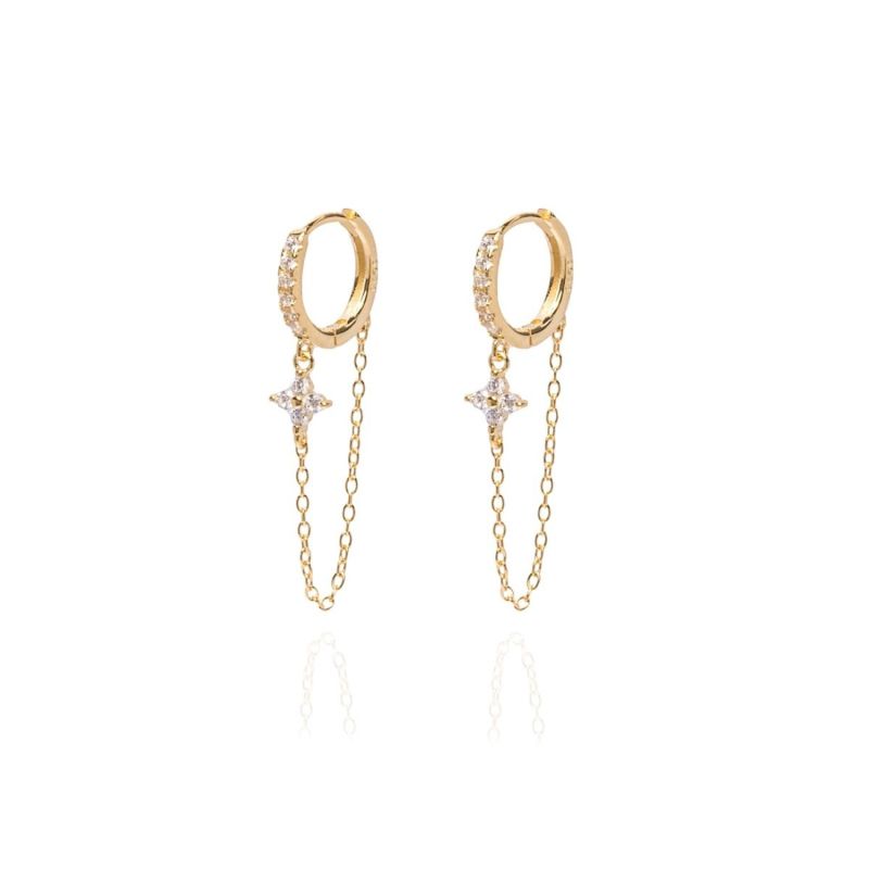 Celestial Chain Paved Gold Hoops image