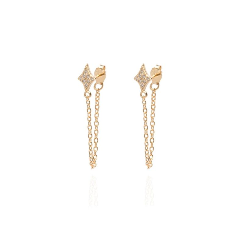 Celestial Chain Paved Gold Studs image