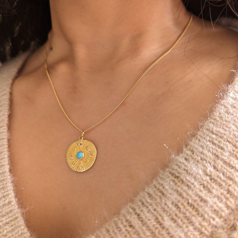 Celestial Coin Necklace -Turquoise image