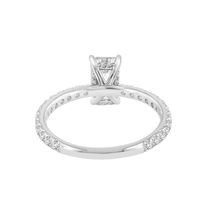 Certified Lab Grown Diamond Emerald Cut Hidden Halo Ring In White Gold image